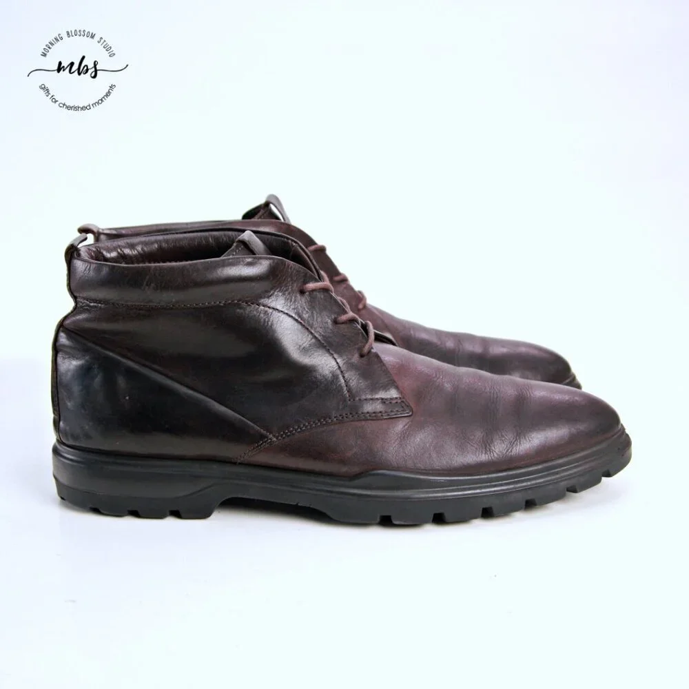 Ecco CityTray Avant Leather Ankle Boots Brown Men EU 46‎ US 12-12.5